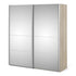 Verona Sliding Wardrobe 180cm in Oak with Mirror Doors with 2 Shelves